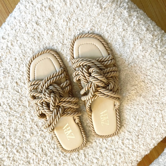 LIKE NEW ZARA WOVEN ROPE SANDALS